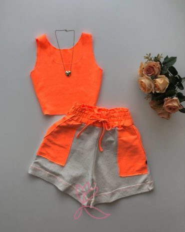 jeitodemulher_shop conjunto moletinho sorvetinho laranja neon