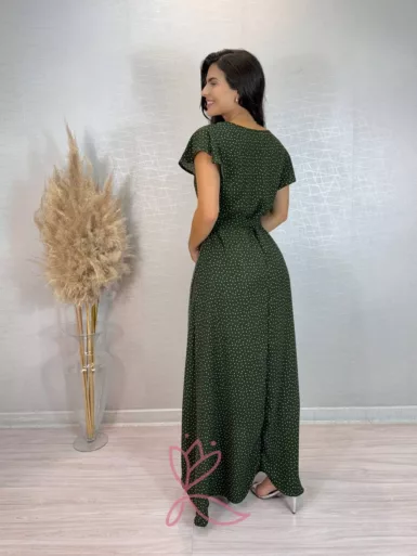 Vestido Envelope - Verde Com Póa - Jeito de Mulher